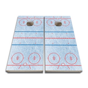 Ice Hockey Rink Cornhole Wraps - Cornhole Wraps - Cornhole Skins - Vinyl Wrap - Laminated Set