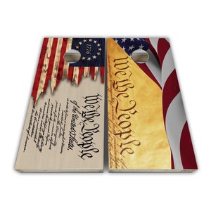 American Flag We the People Cornhole Wraps - Cornhole Wraps - Cornhole Skins - Vinyl Wrap - Laminated Set