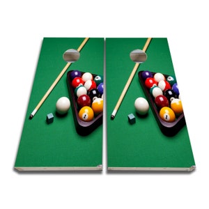 Pool Table Billiard Cornhole Wraps - Cornhole Wraps - Cornhole Skins - Vinyl Wrap - Laminated Set