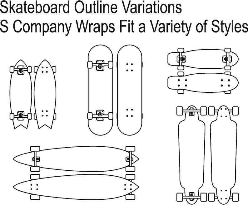 Custom Laminated Vinyl Skateboard Deck Wrap / Skin - Up to 34" x 12" - Board NOT Included - 3M's Quality Vinly and High Quality Inks image 3