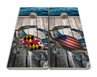 Maryland Crab Maryland Flagge Cornhole Wraps - Cornhole Wraps - Cornhole Skins - Vinyl Wrap - Laminiertes Set