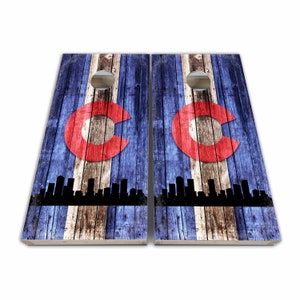 Grunge Colorado Flag Cornhole Wraps - Cornhole Wraps - Cornhole Skins - Vinyl Wrap - Laminated Set