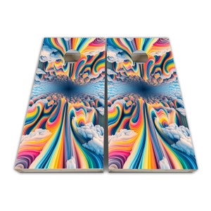 Tie Dye Sky of Rainbows Cornhole Wraps - Cornhole Wraps - Cornhole Skins - Vinyl Wrap - Laminated Set