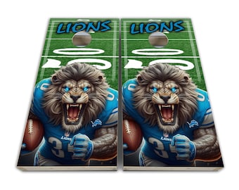 Detroit Football Lions Cornhole Wraps - Cornhole Wraps - Cornhole Skins - Vinyl Wrap - Laminiertes Set