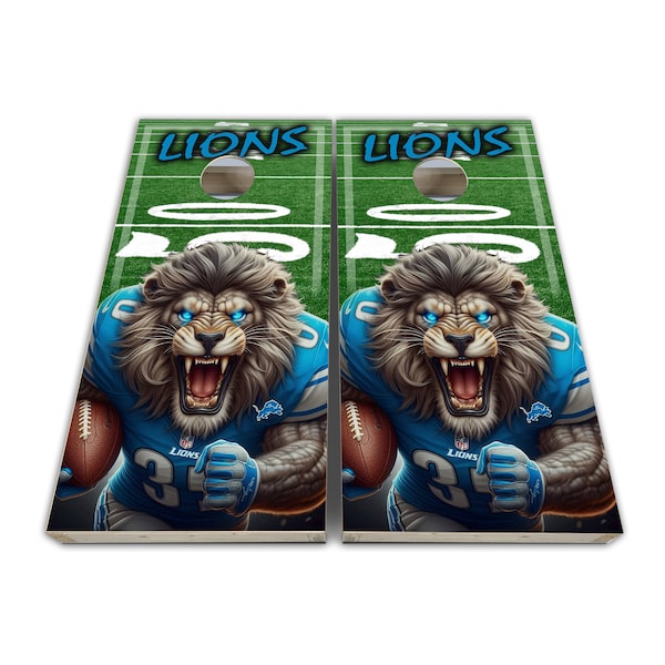 Detroit Football Lions Cornhole Wraps - Cornhole Wraps - Cornhole Skins - Vinyl Wrap - Laminated Set