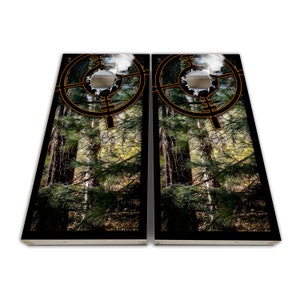 Hunting from a Tree Stand Target Practice Cornhole Wrap Set - Cornhole Wraps - Cornhole Skins - Vinyl Wrap - Laminated Set