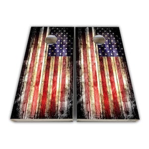 Rustic American Flag Cornhole Wraps - Cornhole Wraps - Cornhole Skins - Vinyl Wrap - Laminated Set