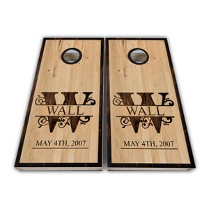 Personalized wedding initial Cornhole Wraps - Cornhole Wraps - Vinyl Wrap - Laminated Set