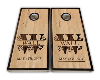Personalized wedding initial Cornhole Wraps - Cornhole Wraps - Vinyl Wrap - Laminated Set