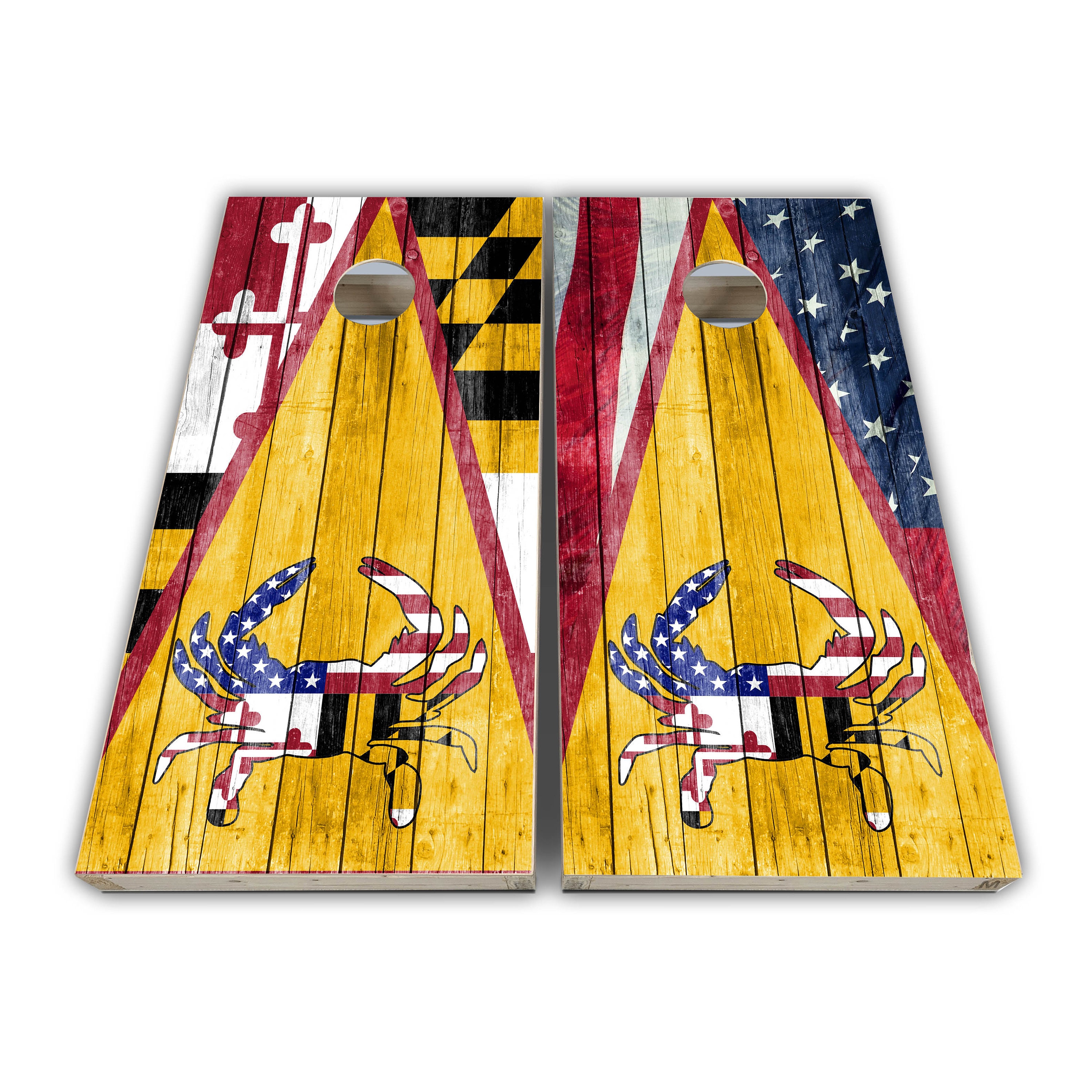 Maryland Flag Maryland Crab Triangle Cornhole Wraps - Cornhole Wraps - Cornhole Skins - Vinyl Wrap - Laminated Set