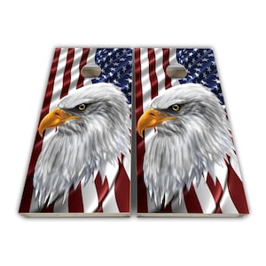 United States Flag American Eagle Cornhole Wraps - Cornhole Wraps - Cornhole Skins - Vinyl Wrap - Laminated Set