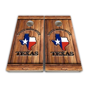 Don&#39;t Mess with Texas Cornhole Wraps - Cornhole Wraps - Cornhole Skins - Vinyl Wrap - Laminated Set
