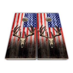 Deer Rack Deer Skull Cornhole Wraps - Cornhole Wraps - Cornhole Skins - Vinyl Wrap - Laminated Set