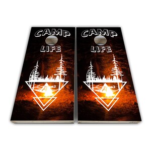 Camp Life Camping Cornhole Wraps - Cornhole Wraps - Cornhole Skins - Vinyl Wrap - Laminated Set