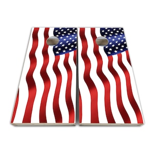 Flying American Flag Cornhole Wraps - Cornhole Wraps - Cornhole Skins - Vinyl Wrap - Laminated Set