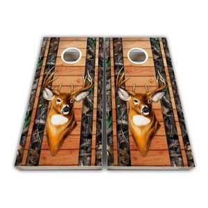 Camo Hunting Deer Head Cornhole Wraps - Cornhole Wraps - Cornhole Skins - Vinyl Wrap - Laminated Set