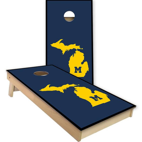 8 Handcrafted Michigan Wolverines Cornhole Bean Bags – All-Weather, Waterproof, Washable-852148
