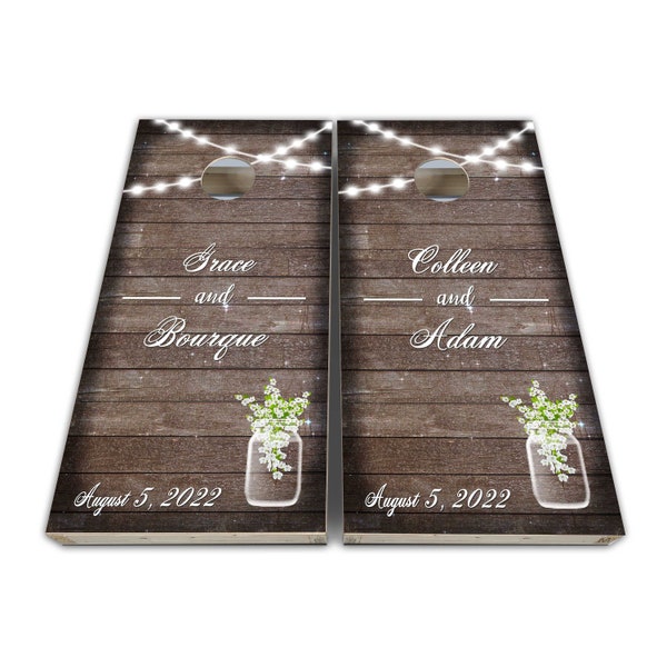 Bride and Groom Wedding Cornhole Wraps - Cornhole Wraps - Cornhole Skins - Vinyl Wrap - Laminated Set