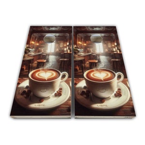 Cafe Coffee Shop Coffee Bean Cornhole Wraps - Cornhole Wraps - Cornhole Skins - Vinyl Wrap - Laminated Set