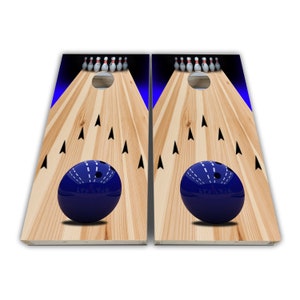 Bowling Lane Bowling Cornhole Wraps - Cornhole Wraps - Cornhole Skins - Vinyl Wrap - Laminated Set