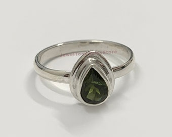 Green Tourmaline Ring, 925 Sterling Silver Ring, Designer Ring, Baho Ring, Promise Ring, Anniversary Gift, October Birthstone, Gift For Her