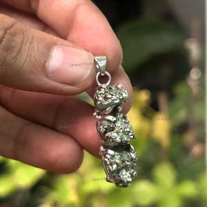 Raw Pyrite Druzy Pendant: 925 Sterling Silver, Healing Stone