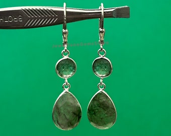 Moss Agate 925 Sterling Silver Dangle Earrings