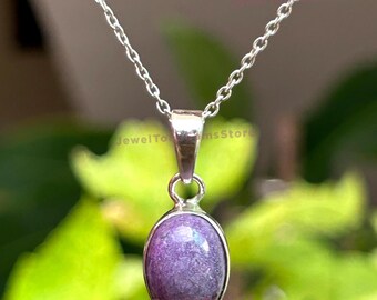 Sugilite Pendant: Oval Purple Gemstone, 925 Sterling Silver