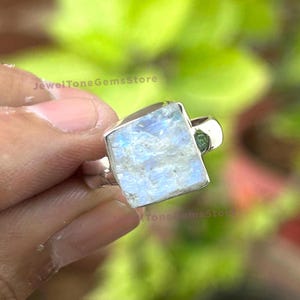 Raw Moonstone Ring, 925 Sterling Silver Ring, Handmade Raw Stone Ring, Uncut Gemstone Ring, Christmas Gift, Crystal Raw Moonstone Jewelry
