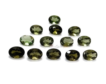 8x10mm 7x9mm 9x11mm 10x12mm 6x8mm 7x5mm Natural Moldavite Faceted Cut Green Moldavite Oval Shape Gemstone 6x4mm