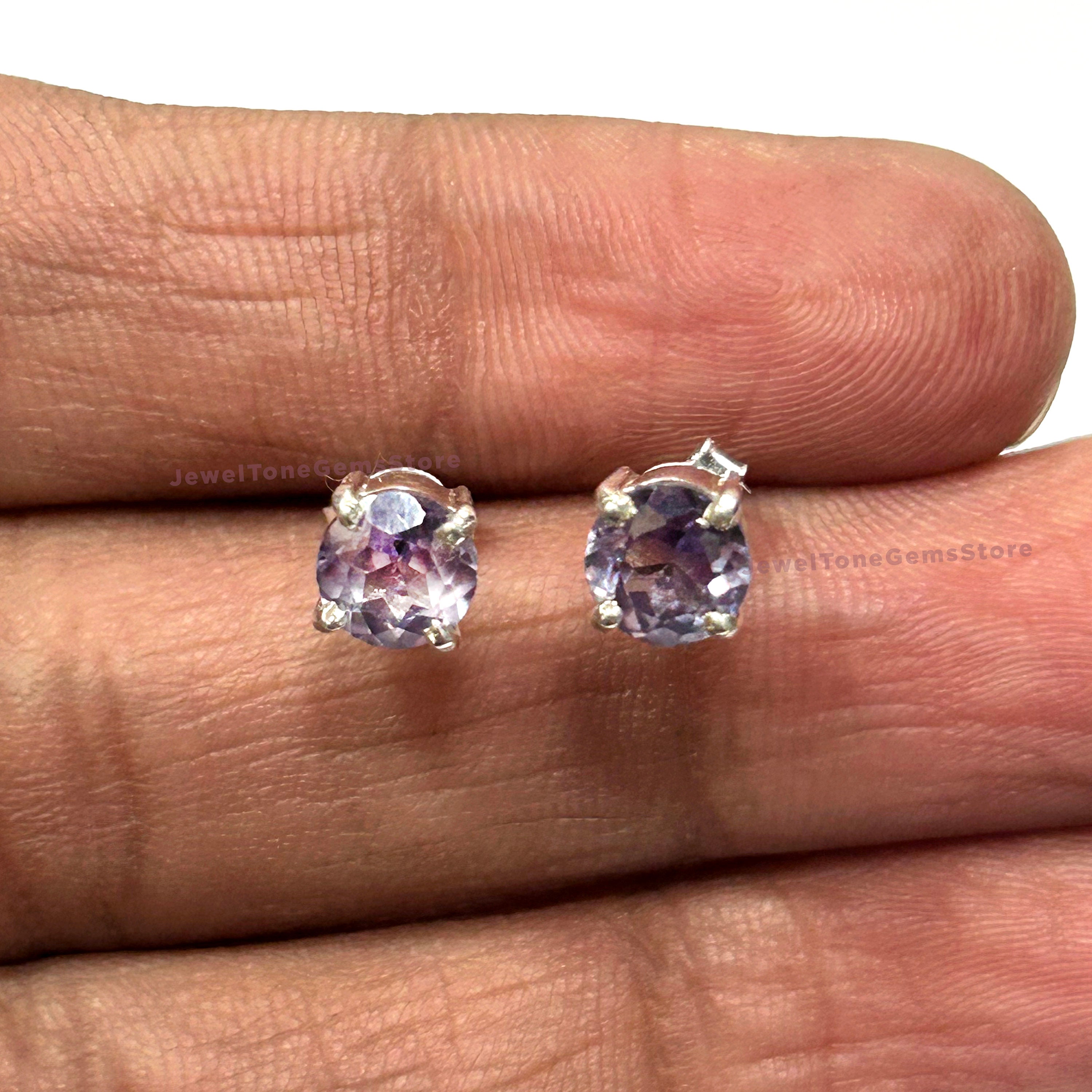 Pendientes De Alejandrita, Plata De Ley 925, Piedras Preciosas Que Cambian De Color, Delicados Pendientes De Alejandrita. - España