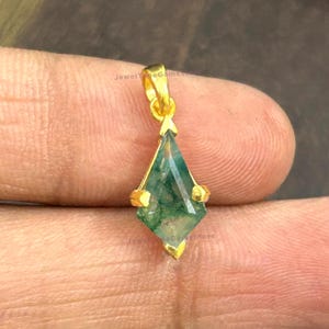Moss Agate Pendant, 925 Sterling Silver Pendant, Moss Agate Kite Pendant, Wedding Gift, Clear Moss Agate Jewelry, Christmas Gift For Her