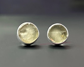 Libyan Desert Glass Stud Earrings: Sterling Silver Tektite Jewelry