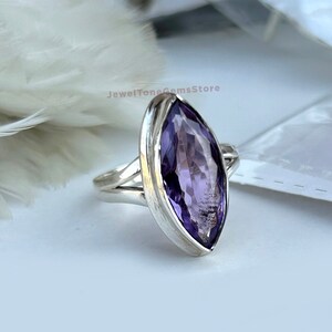925 Sterling Silver Ring, Amethyst Adjustable Ring, Designer