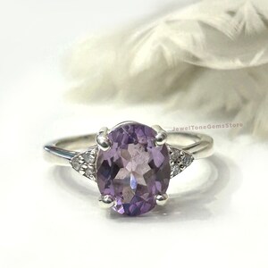 Natural Amethyst Ring: Oval Sterling Silver February Birthstone