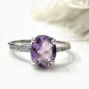 Oval Amethyst Ring: Handmade Sterling Silver February Birthstone