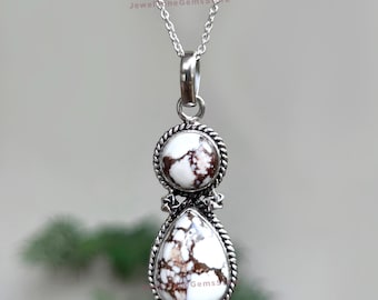 Halsband med jaspis i vild hästform: Ädelstenshänge i 925 sterlingsilver