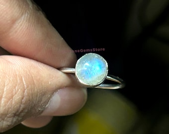 Rainbow Moonstone 925 Sterling Silver Ring: Handmade Gemstone Jewelry