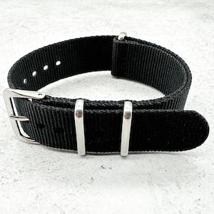 Black NATO Watch Strap, 16mm 18mm 20mm 22mm Watch Band, Army G10 Military Style Watch Accessory, Stylish Nylon Adjustable Men Women Straps