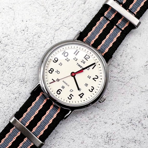 Herringbone NATO Strap in Black Grey and Peach 20mm 22mm 007 Bond Watch Band Premium Nylon Straps Military G10 One Piece Watch Accessory Etsy Canada