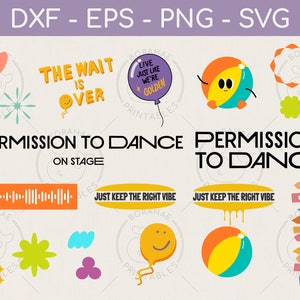 FULL SET - BTS Permission to Dance logo - svg png dxf eps - ptd - Cricut Silhouette cut file - Stickers, vinyl - Digital + Instant download