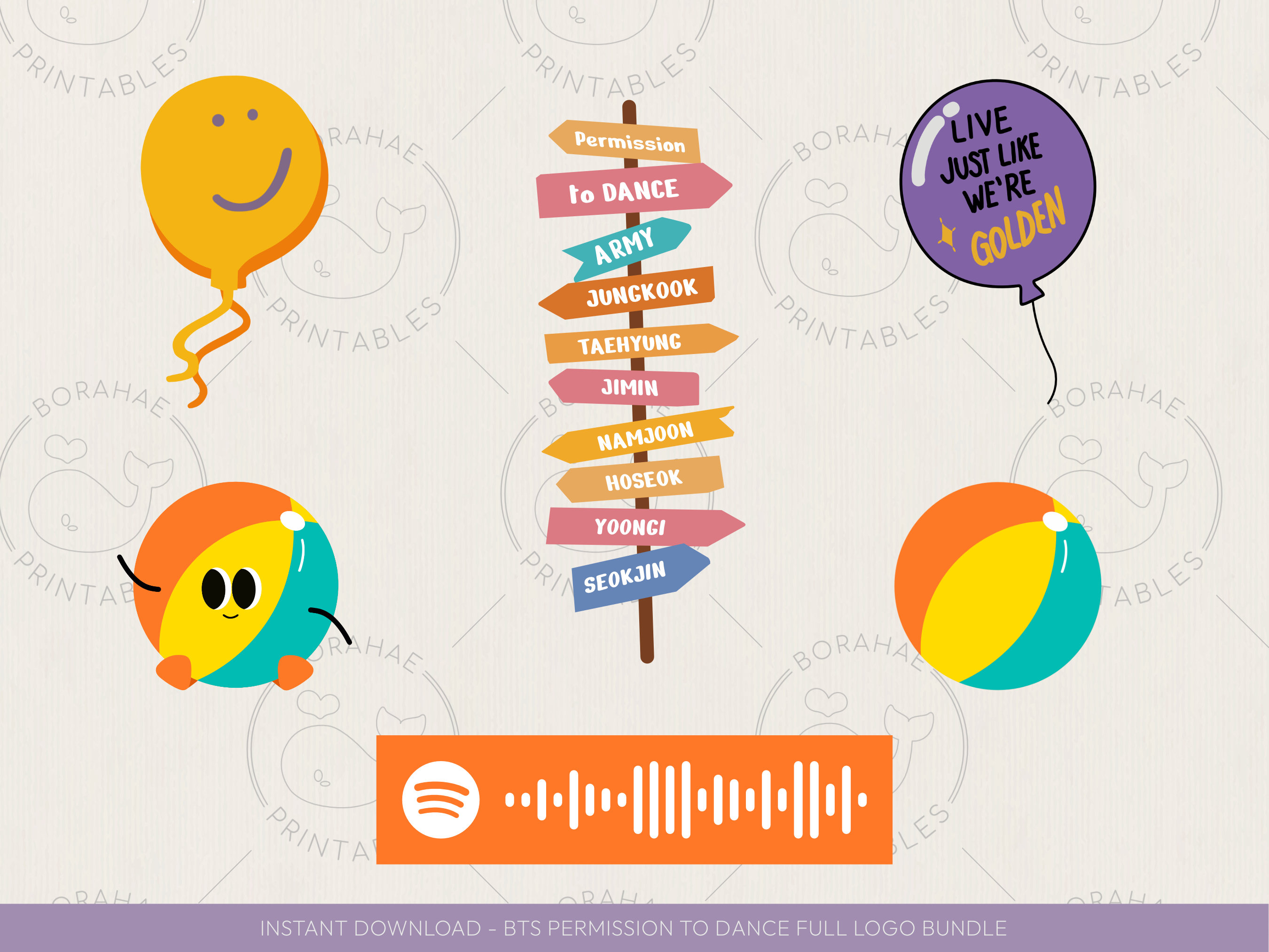 FULL SET - BTS Permission to Dance Logo - Svg Png Dxf Eps - Ptd