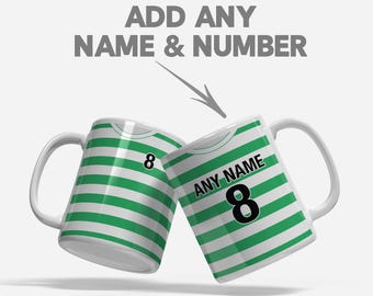 Taza personalizada con colores inspirados en el Celtic - Fútbol retro - Equipo retro para aficionados - Regalos para cumpleaños, Navidad, amigos y colegas