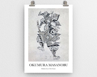 Cry of the Crane de Okumura Masanobu - Póster de impresión de arte japonés vintage reproducido - Decoración de pared para el hogar y la oficina - Tamaños A6 A5 A4 A3 A2