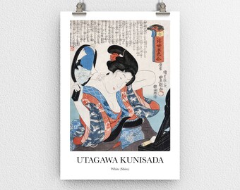 Blanco (Shiro) por Kunisada Utagawa - Póster de impresión de arte japonés vintage reproducido - Decoración de pared para el hogar y la oficina - Tamaños A6 A5 A4 A3 A2
