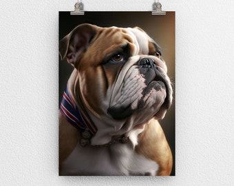 Impresión de póster de Bulldog británico, Bulldog inglés, Amigo canino, Arte digital, Arte moderno, Decoración de pared, para el hogar y la oficina - Artículo de regalo perfecto