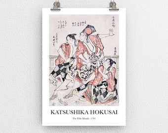 El quinto mes de Katsushika Hokusaie - Póster de impresión de arte japonés vintage reproducido - Decoración de pared para el hogar y la oficina - Tamaños A6 A5 A4 A3 A2