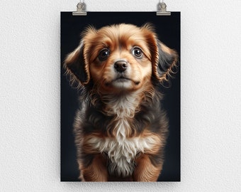 Adorable lindo perro cachorro cartel impresión, tierno amigo canino, arte digital, arte moderno, decoración de la pared, perfecto para el hogar y la oficina - gran artículo de regalo