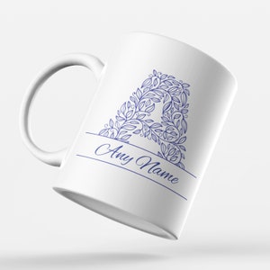 Caneca personalizada + opção de conjunto de porta-copos/letra inicial do alfabeto/lindo presente para aniversário, amor, Natal, amizade, obrigado,