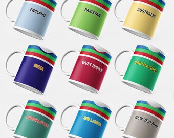 Personalised Cricket Coffee Tea Mug + Coaster - Gift Item for Christmas  Eid Birthday Diwali Ramadhan - England Pakistan India West Indies